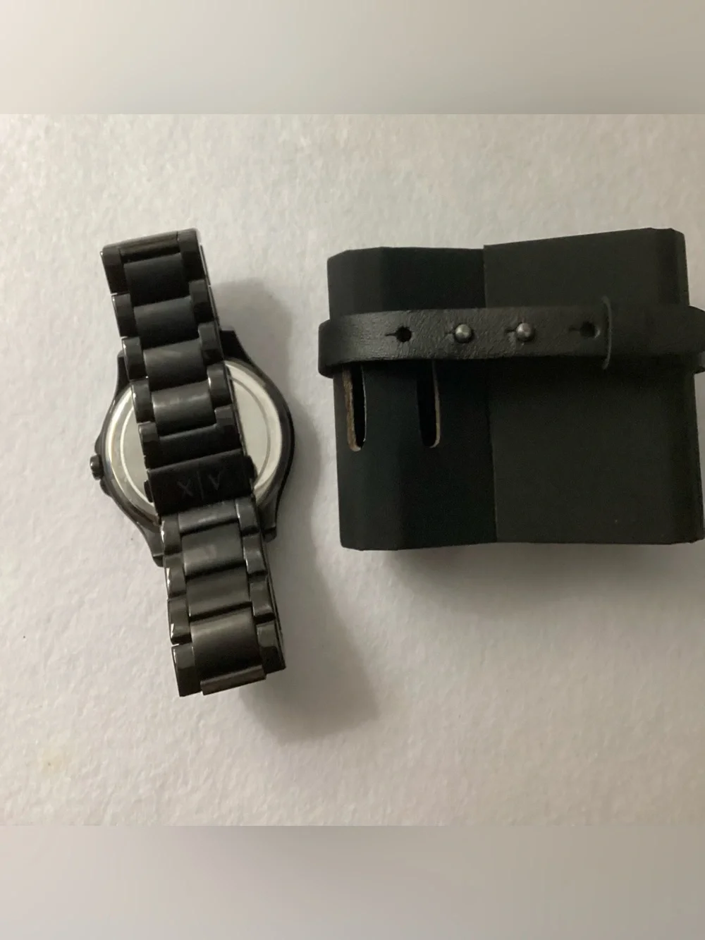 A/X Armani Exchange Black Stainless Steel Bracelet Watch Gift Set 46mm